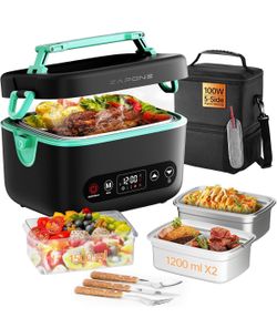 2X1.2L Electric Lunch Box with 6x4000mAh 100W 5D Surround Heat