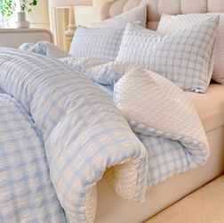 Boho Comforter Set Full Size - 3 Pieces Lightweight Jacquard Seersucker Bedding Sets