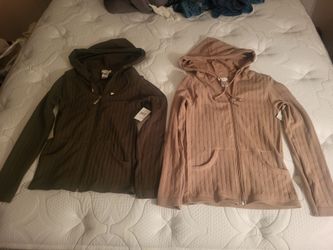 Set Of 2 Women's Zip-Up Hooded Sweaters Tops - Sz. Small - New