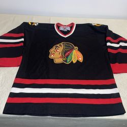 Chicago Blackhawks Black Hockey Jersey Mens Large Ccm Mic Vintage 90s NHL Clean