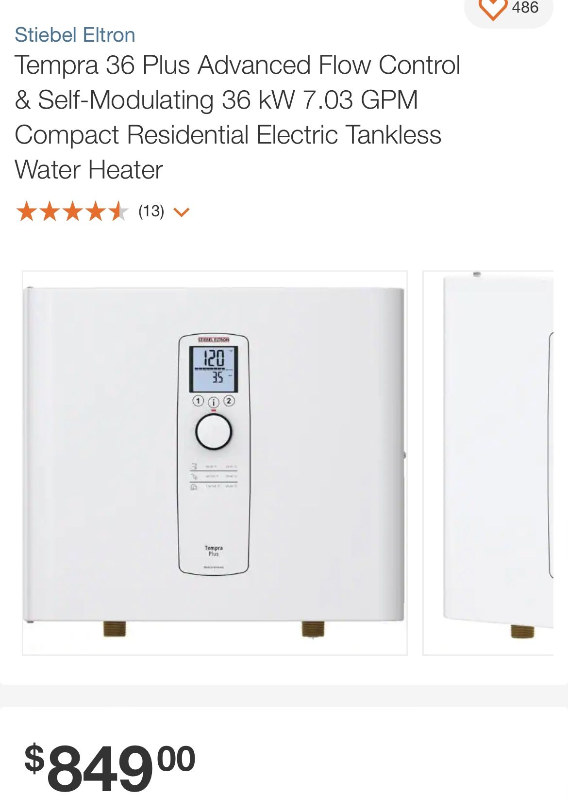 *NEW* Tempra 36 Plus Advanced Flow Control & Self-Modulating 36 kW 7.03 GPM Compact Residential Electric Tankless Water Heater
