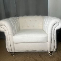 39" Chesterfield Single Sofa Chair Acrylic Crystal Leg Teddy Fabric