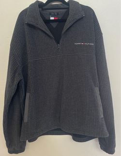 vintage Tommy Hilfiger mens XL gray fleece quarter zip pullover 90s