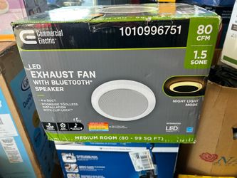 Commercial Electric 80 CFM 1.5 Sones Ceiling Bathroom Exhaust Fan with Bluetooth Speaker and Adjustable CCT LED Lights and Night Light
