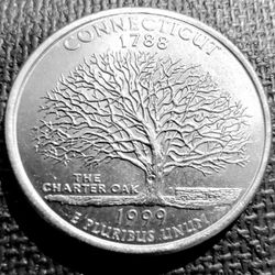 1999-P Connecticut State Quarter Uncirculated From US Mint Roll.