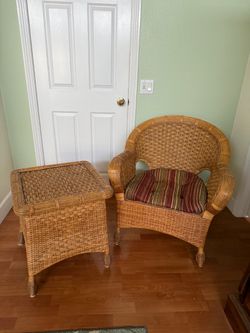 Wicker Chair and Side Table Set