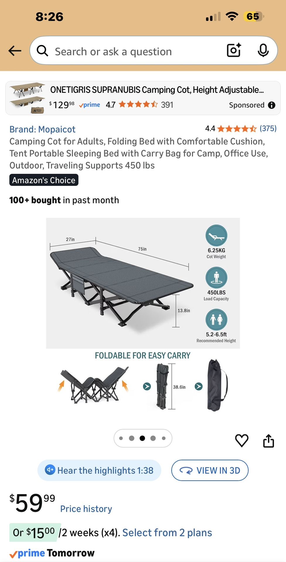 Folding Sleeping Cot