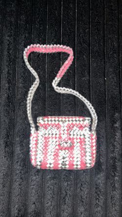Pink silver white purse