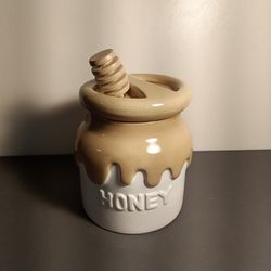 Vtg. 1981 Teleflora Ceramic Honey Jar Pot  w/ Honey Dipper - Japan 