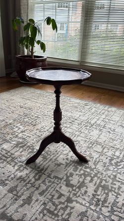 Leather Pedestal Accent Table