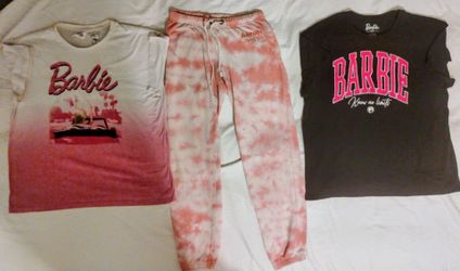 3pc Bundle: Barbie Graphic Shirts Size L & AeroNY Joggers Size S