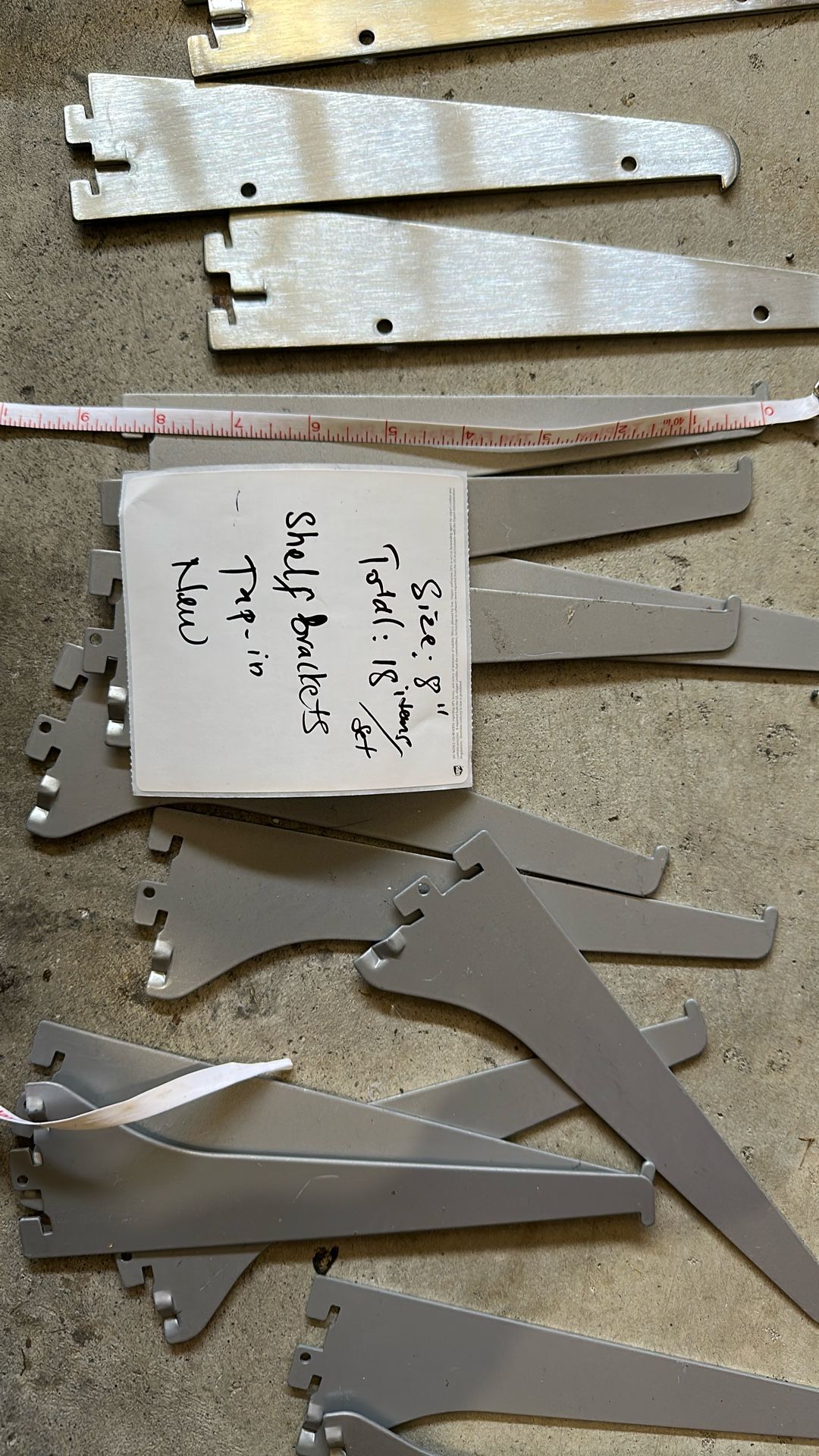 Set of 18 Items/ Size: 8” | Shelf Tap-in Brackets New