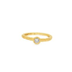 Ladies 1/4ct Diamond Solitaire 24k Yellow Gold Solitaire Ring Size 6.75 11055160