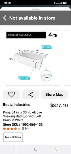 Kona 54 in. x 30 in. Alcove Soaking Bathtub with Left Drain in White