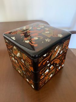 Vintage Japanese Japan Lacquered Stacking Box Boxes