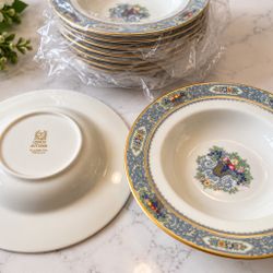 Lenox Autumn Rim Soup Bowls 8 3/8” Set of 12 Fine China Gold Trim USA