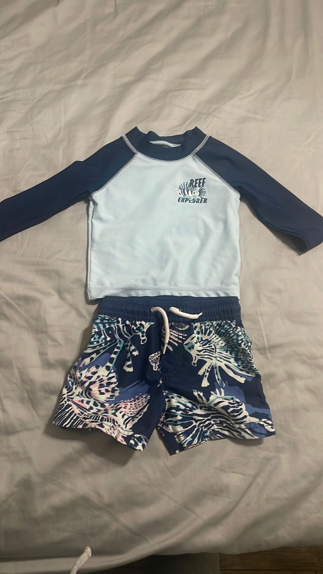 Boy 2 pc UV sun protective swim shorts and long sleeve swim shirt