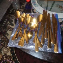 SILVERWARE TITANIUM GOLD COATING 20 PIECES