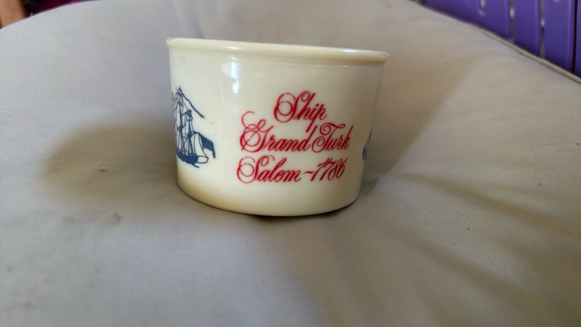 Vintage 60s 70s Old Spice Shaving Mug Glass Grand Turk Salem 1786 Ship Shulton