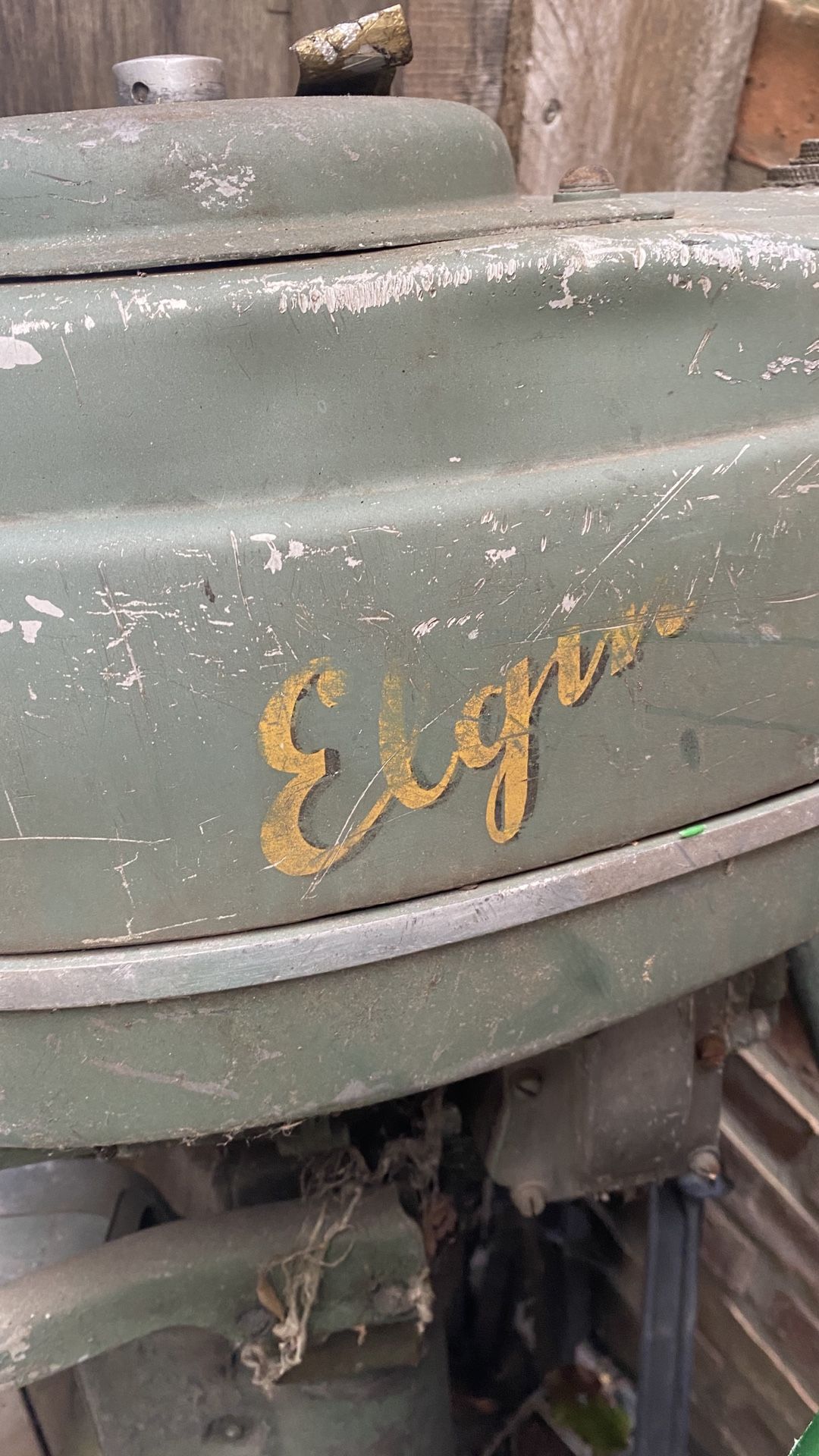 Elgin Boat motor for sale. (As is). Was a project don’t have time... Was gonna redo it and hang it in the garage wall.