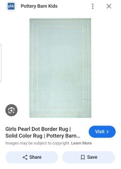 POTTERY BARN Girls Pearl Dot BORDER Rug TEAL