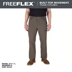 Milwaukee Men's 34 in. x 32 in. Brown FREEFLEX Tech Work Pants with 7 Pockets=Milw-432