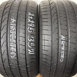 2 Tires 295 35 21 Pirelli P Zero N0 Like New No Repairs 