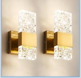 SET OF 2 Epinl Gold Sconces Wall Lighting - Crystal Wall Sconces-brand new