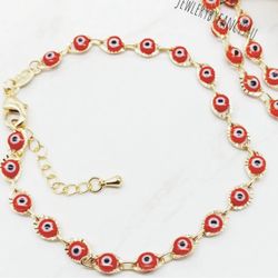 Evil Eye Necklace Bracelet  Gold Filled Set Ojo Turco Oro Laminado 