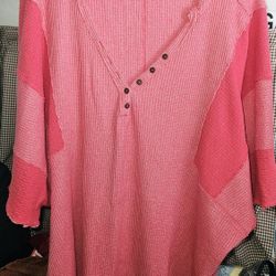 ​Free People We The Free Waffle Knit Henley Tunic Top Oversized Asymetrical L