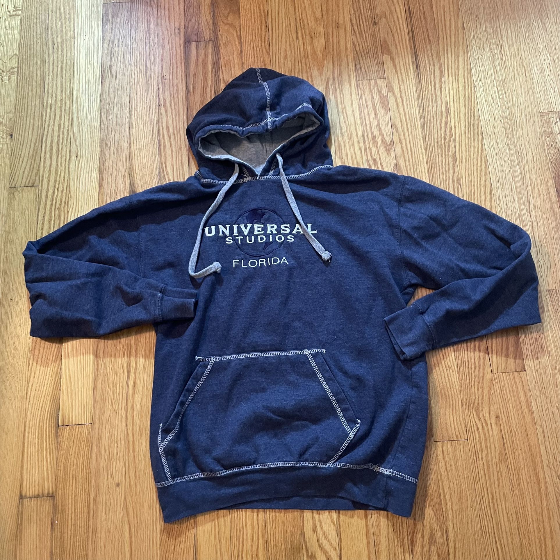 Universal Studios Florida Hooded Sweatshirt Hoodie Size MEDIUM - Navy Blue Gray
