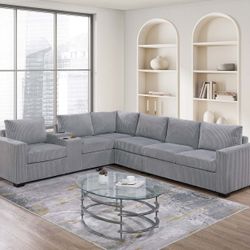 ✅️✅️4-Piece Sectional Set✅️✅️✅️
One-Arm Loveseat x 2 + Corner Wedge + Armless Chair + Console W/USB & Cup Holders✅️✅️