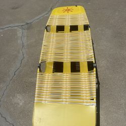 Vintage Yellow Folding Vinyl Jelly Tube Chaise Lounge Chair Beach Deck Pool