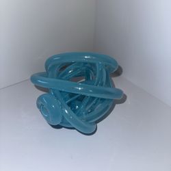 Mid Century Aquamarine Murano Style Art Glass Sculpture Knot