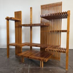 Vintage 1960s Mid Century Pine Shelving Unit