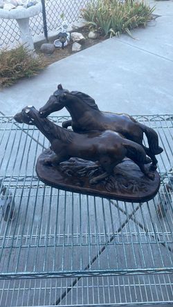 Bronze-Finish Running Horses Sculpture