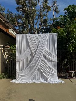 White Draped Fabric Backdrop Panel