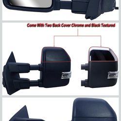 Replacement Driver Left Side Door Towing Mirror Power and Heated with Signal Light and BLIS Textured and Chrome Back Cover For Ford F-150 F-250 F-350 