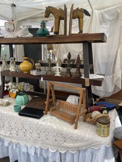 Set Of Wood And Metal Benches