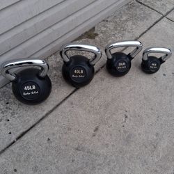 RUBBER COATED CHROME KETTLEBELLS SET 45,40,20,10 