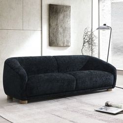 FINANCE TODAY! - Kolvere Black Chenille, Foam Couch Sofa