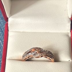 10k Rose Gold Real Diamond Ring Size 7