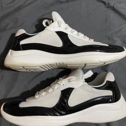 Prada American Cup Black And White Sneakers Size 11.5