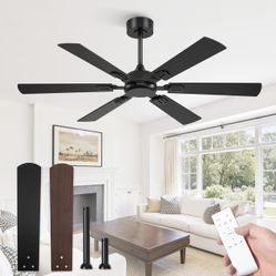 Fanbulous 52 Inch Ceiling Fans No Light with Remote, Modern Ceiling Fan Without Light, Dual Finish 6 Blades, Reversible Quiet DC Motor, 6 Speed, Large