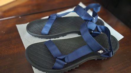 Camel Crown Mens Sport Sandals Black Blue Slip Resistant Slingback Hook Loop sz 12, firm.