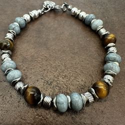 Elegant Gray and Brown Beaded Bracelet
