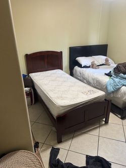 Twin Wood Bed Frame with Mattress