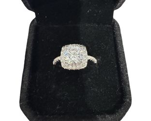 Stunning 2 Carat Moissanite Halo Engagement Ring