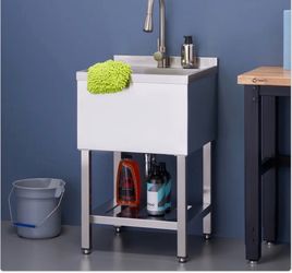 TRINITY 18" x 16" x 13" Stainless Steel Utility Sink with Pull-out Faucet