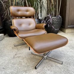 Mid Century Modern Eames Style Chair and Ottoman 